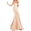 Jovani Womens Metallic Long Evening Dress In Nude