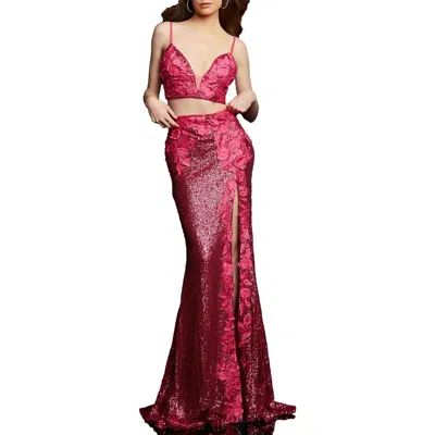 Jovani Womens Sequined Long Evening Dress In Burgundy