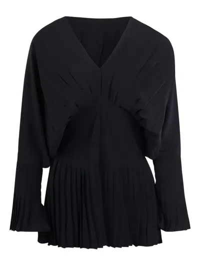 Jovonna Basil Pleated Top In Black