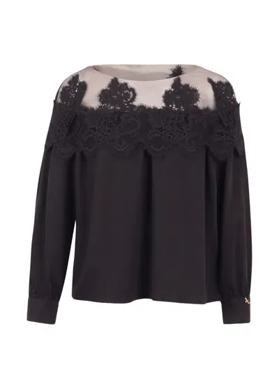 Jovonna Briona Lace-trim Blouse In Black