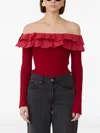 Jovonna Leesal Ruffled Top In Brown