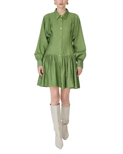 Jovonna London Button Down Drop Waist Mini Dress In Green