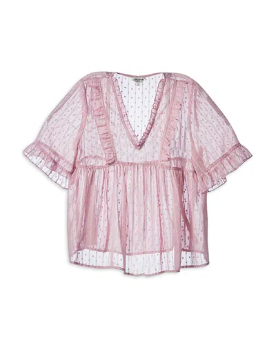 Jovonna London Lace Short Sleeve Blouse - Exclusive In Pink