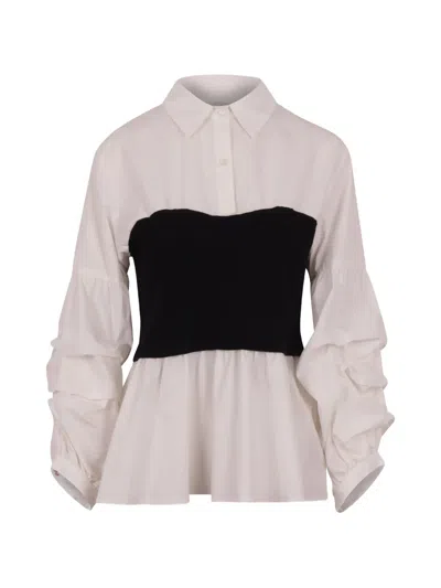 Jovonna Ona Corset-style Ruffled-sleeve Shirt In Multi