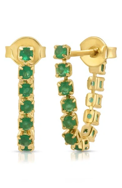 Joy Dravecky Emmy Cubic Zirconia Front/back Earrings In Green/ Gold