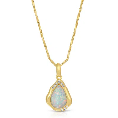 Joy Dravecky Luster Opal Pendant Necklace In Gold