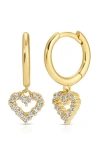 Joy Dravecky Mini Pavé Heart Drop Huggie Hoop Earrings In Gold