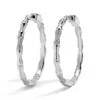Joy Dravecky Women's Bamboo Pave Cubic Zirconia Hoop Earrings In Silver In Silver