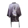 Joy-es Women's Silver Patterned Short Kimono In Silver