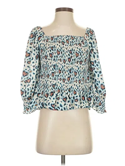 Pre-owned Joy Joy 3/4 Sleeve Blouse In Blue