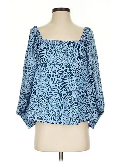 Pre-owned Joy Joy 3/4 Sleeve Blouse In Blue