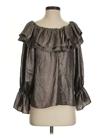 Pre-owned Joy Joy 3/4 Sleeve Blouse In Gray