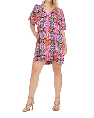 Joy Joy Abstract Dress In Magenta In Burgundy