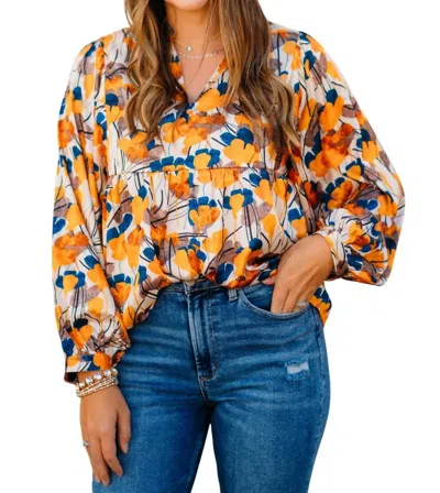 Joy Joy Autumn Petals Batwing Top In Multi