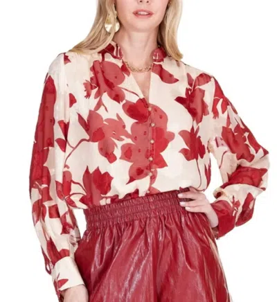 Joy Joy Autumn Serenade Front Split Buttons Top In Multi