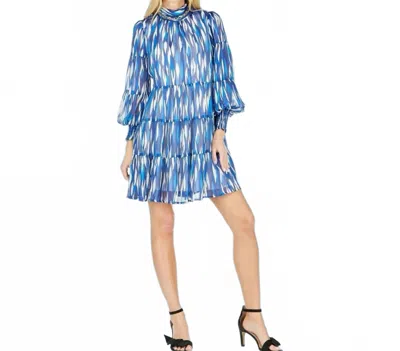 Joy Joy Back Tie Neck Dress In Blue Drop