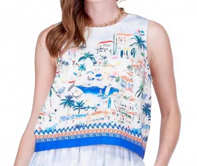 Joy Joy Back Zip Sleeveless Top In Seaside Village In Multi
