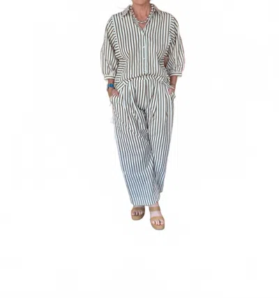 Joy Joy Batwing Blouse In Brown Stripe In Gray