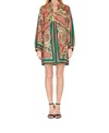 Joy Joy Paisley Scarf Batwing Dress In Multicolor In Multi