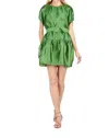 Joy Joy Belted Tulip Dress In Olive In Green