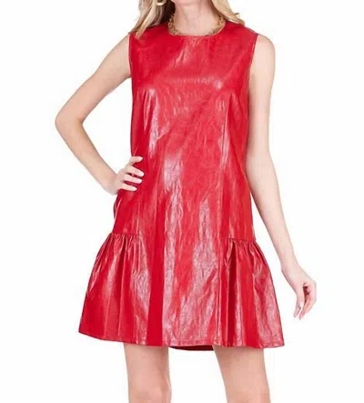 Joy Joy Bette Faux Leather Mini Dress In Red In Multi