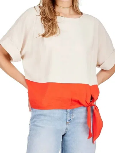 Joy Joy Blocked Tie Tee Top In Red