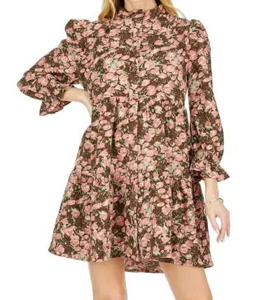 Joy Joy Bloom Corduroy Tiered Dress In Brown