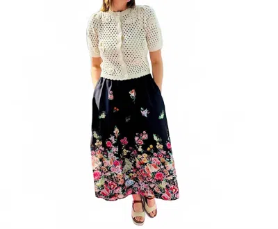 Joy Joy Bloom Maxi Skirt In Noir In Black