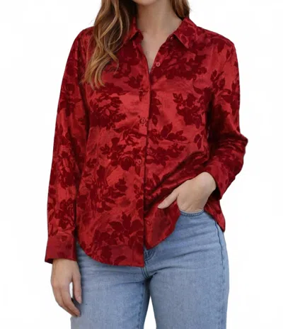 Joy Joy Burnout Blouse In Wine In Red