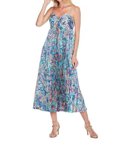 Joy Joy Bustier Pleated Midi Dress In Lush Paisley In Multi