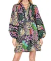Joy Joy Trim Cinched Waist Dress In Inverted Foilage In Multi
