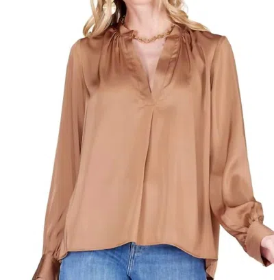 Joy Joy Coco V-neck Top In Bronze In Brown