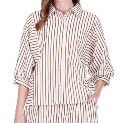 Joy Joy Collar Striped Blouse In Brown