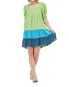 Joy Joy Color Block Mini Dress In Lime In Green