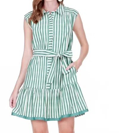 Joy Joy Contrast Shirtdress In Green Stripe