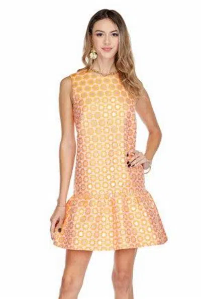 Joy Joy Daisy Flounce Hem Dress In Orange Daisy In Yellow