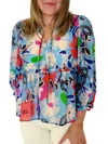 Joy Joy Dayton Long Sleeve Top In Blue In Multi