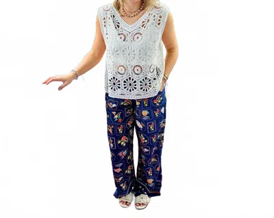 Joy Joy Elastic Palazzo Pant In Tuscan Tiles In Multi