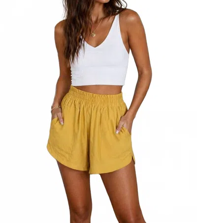 Joy Joy Elastic Waist Short In Mustard In Yellow