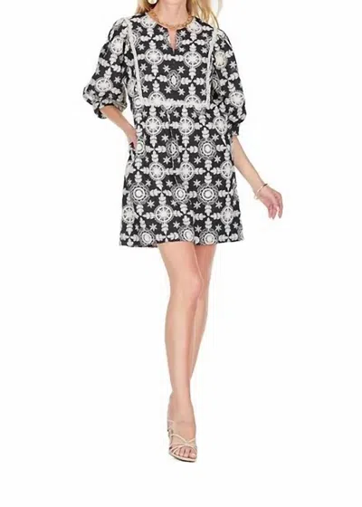 Joy Joy Embroidered Dress In Black