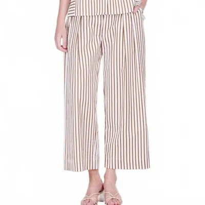 Joy Joy Espresso Express Pleated Culottes Pants In Beige In Multi