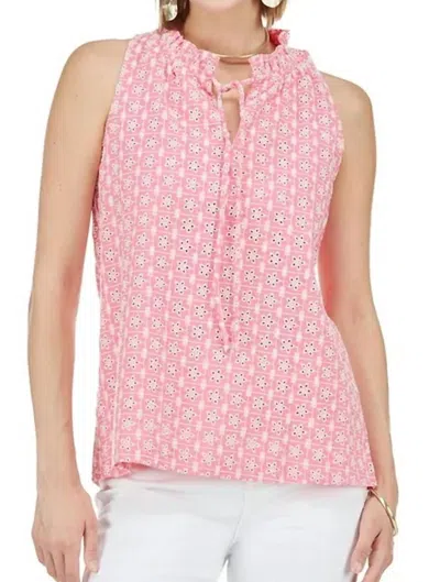 Joy Joy Eyelet Halter Top In Pink
