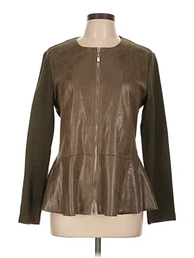 Pre-owned Joy Joy Faux Leather Jacket In Brown