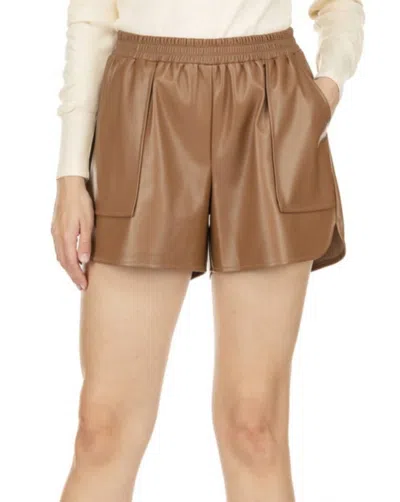 Joy Joy Faux Leather Short In Camel In Brown