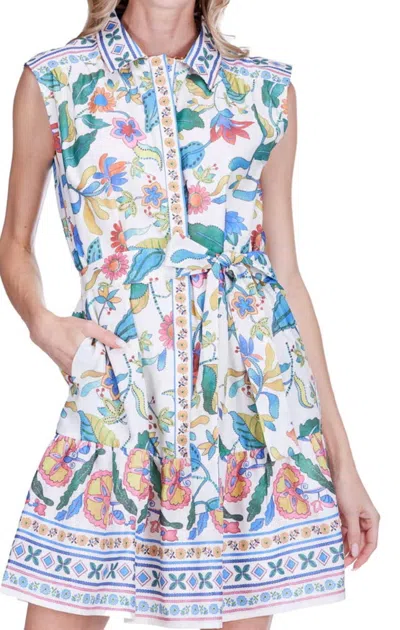 Joy Joy Front Placket Shirt Dress In Festival Florals In Multi