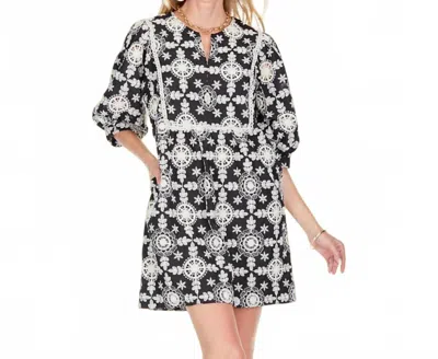 Joy Joy Floral Embossed Dress In Black