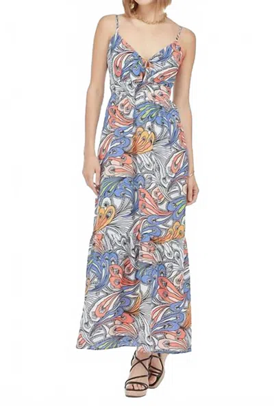 Joy Joy Floral Path Tie Front Maxi Dress In Multi