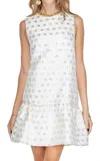 Joy Joy Flounce Dress In White Daisy In White