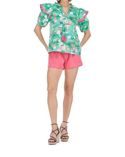 Joy Joy Flutter Sleeve Top In Village Paradise In Multi
