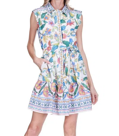 Joy Joy Front Placket Shirt Dress In Festival Florals In Multi